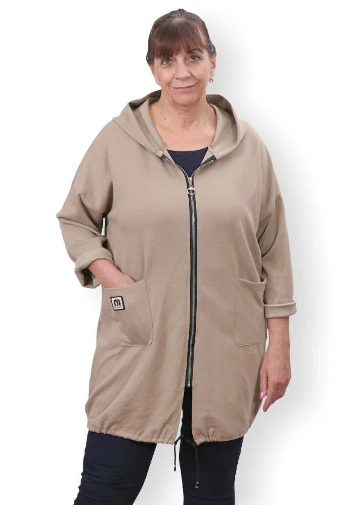 Dámská béžová dlouhá mikina nadměrná uni velikost XL-XXXL L1994