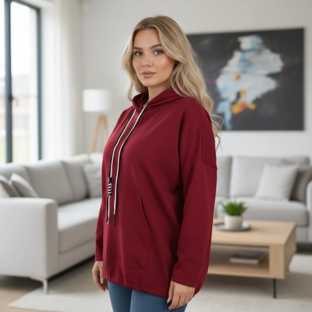 Dámská mikina Eli XL-XXXL - tmavě červená