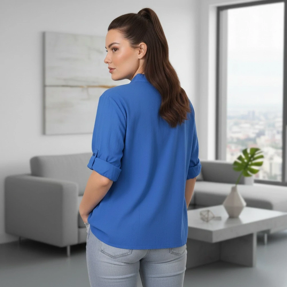 Dámská modrá bavlněná košile uni velikost L - XXL R1591