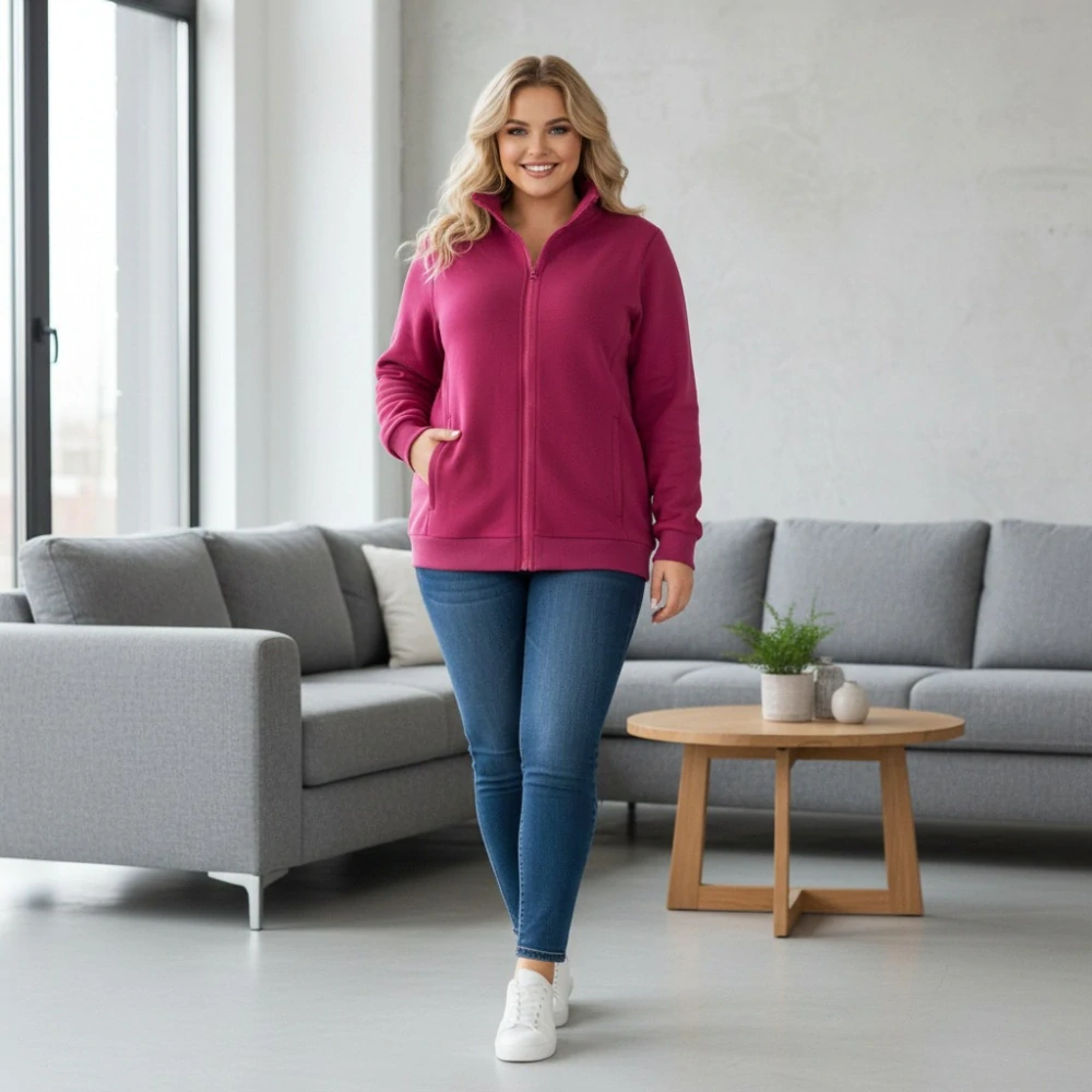 Dámská růžová mikina Benter 55066  XL-4XL 