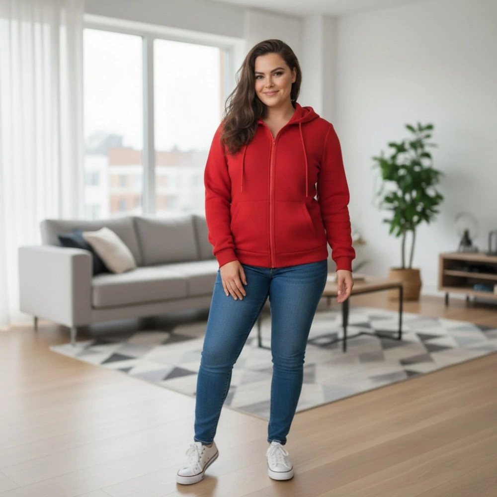 Dámská červená mikina Benter 55074  XL-4XL 