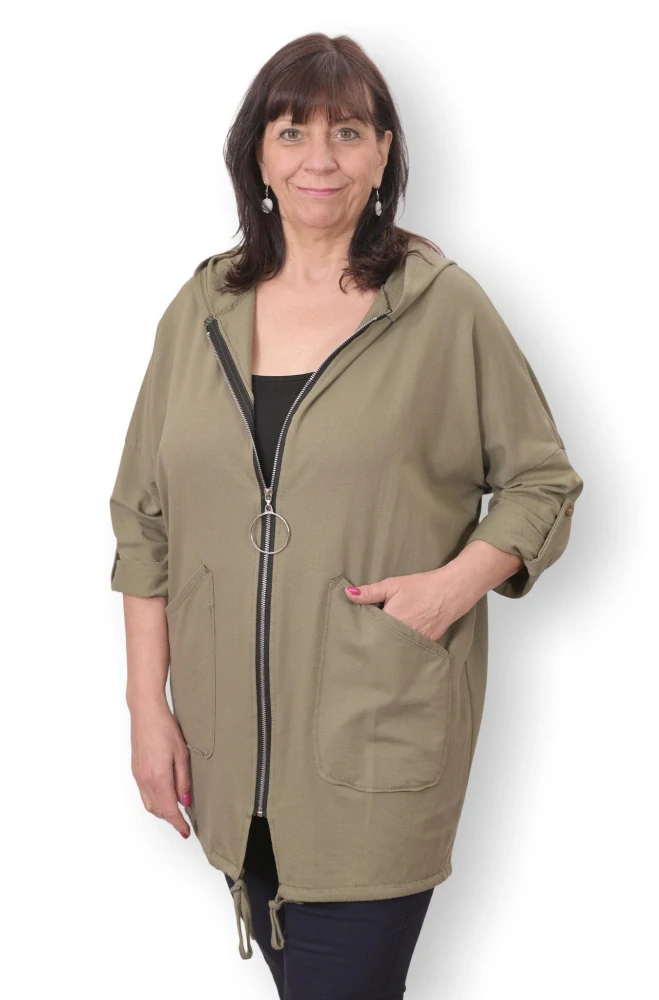 Dámská khaki mikina v nadměrné univerzální velikosti až 3XL P1161