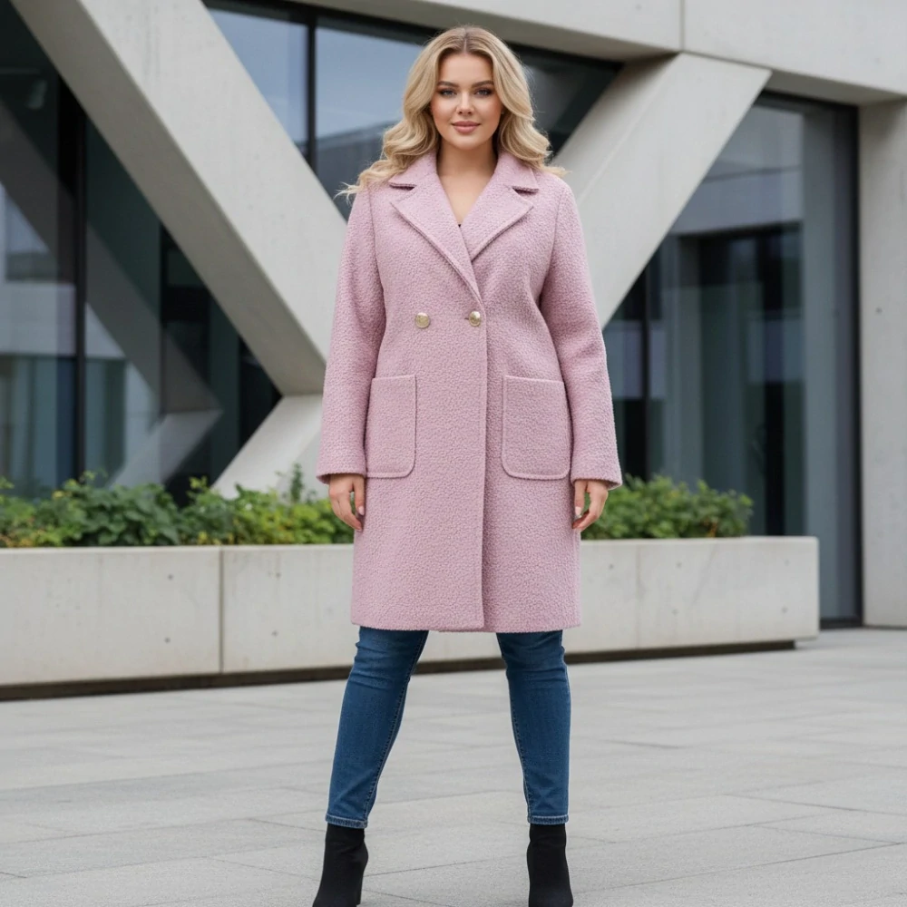 Dámský jarní světle růžový kabát Liz uni M-XXL-976