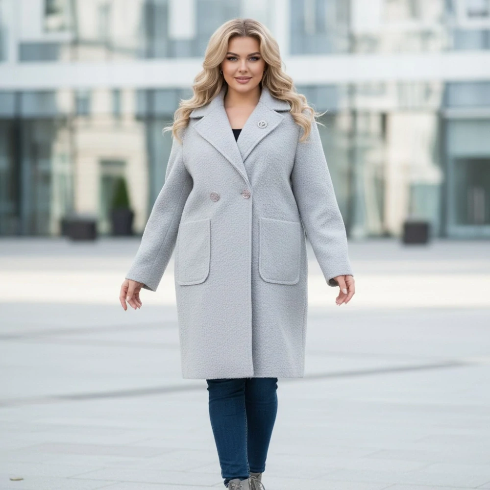 Dámský jarní šedý kabát Liz uni M-XXL-972