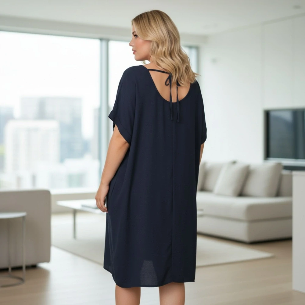 Letní tmavě modré šaty Ina L695