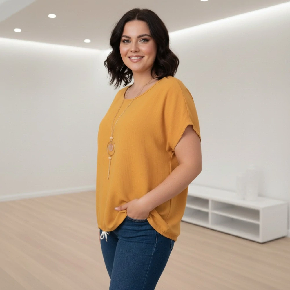 Žluté dámské triko Gili i pro plnoštíhlé N2462