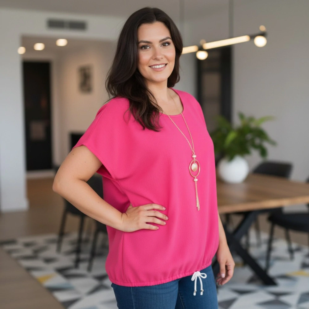 Magenta dámské triko Gili i pro plnoštíhlé N2451