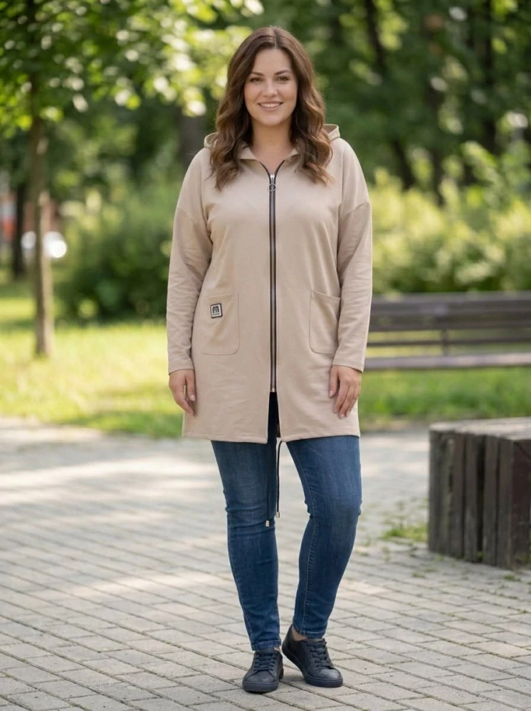 Dámská béžová dlouhá mikina K875