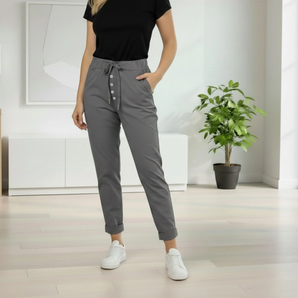 Dámské pružné khaki kalhoty Mio Moda J1730