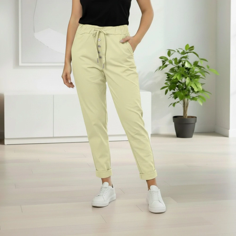 Dámské pružné žluté kalhoty Mio Moda J1726