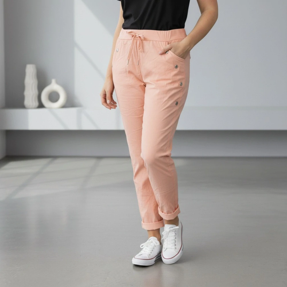 Dámské pružné meruňkové kalhoty Mio Moda J1717