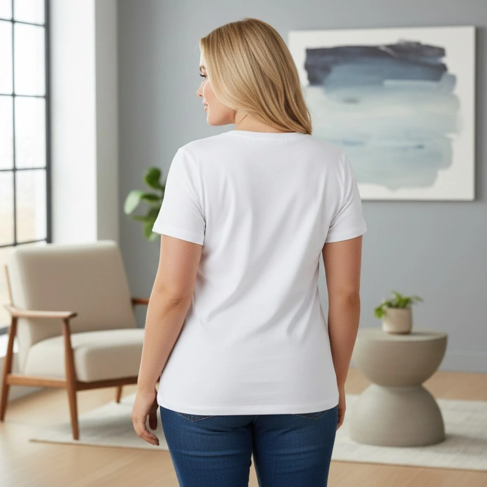 Dámské bavlněné bílé triko Benter XL-4XL N2399