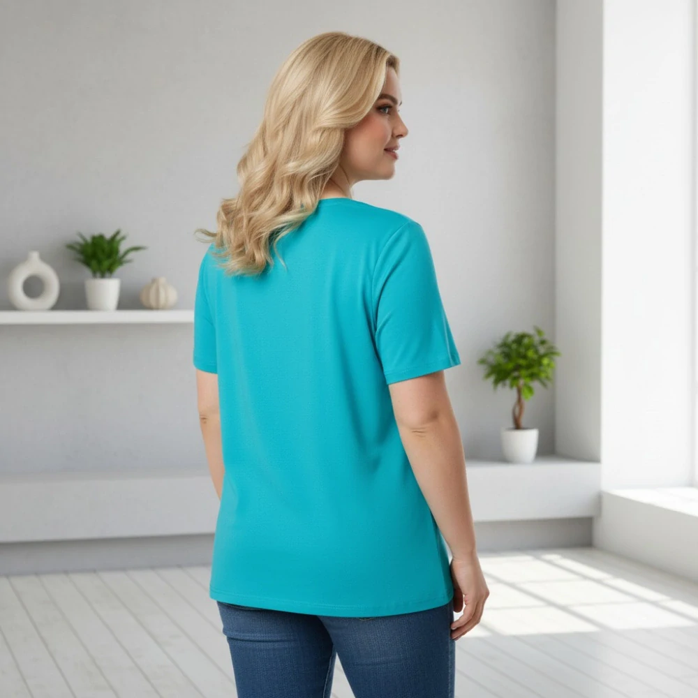 Dámské bavlněné tyrkysové triko Benter XL-4XL N2398