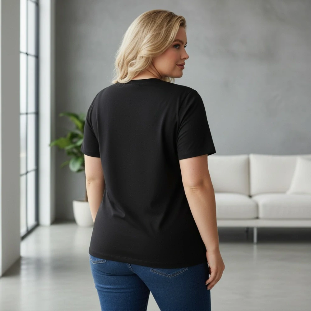 Dámské bavlněné černé triko Benter XL-4XL N2397