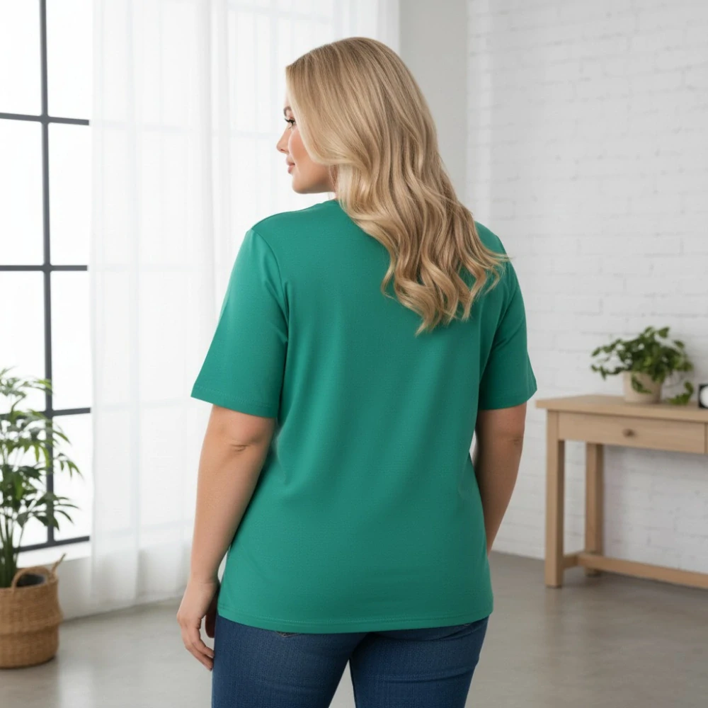 Dámské bavlněné zelené triko Benter XL-4XL N2395