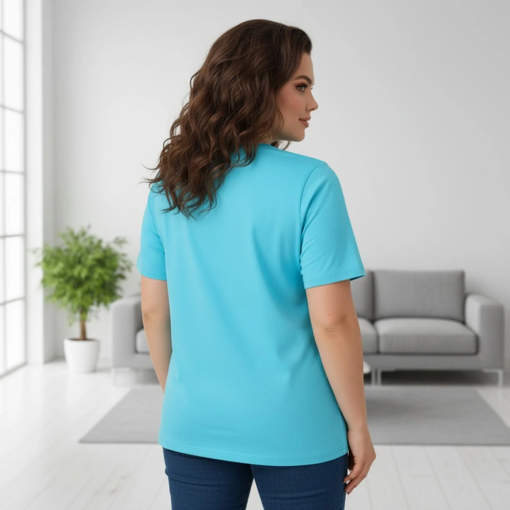 Dámské bavlněné modré triko Benter XL-4XL N2392