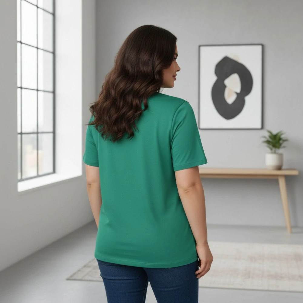 Dámské bavlněné zelené triko Benter XL-4XL N2390