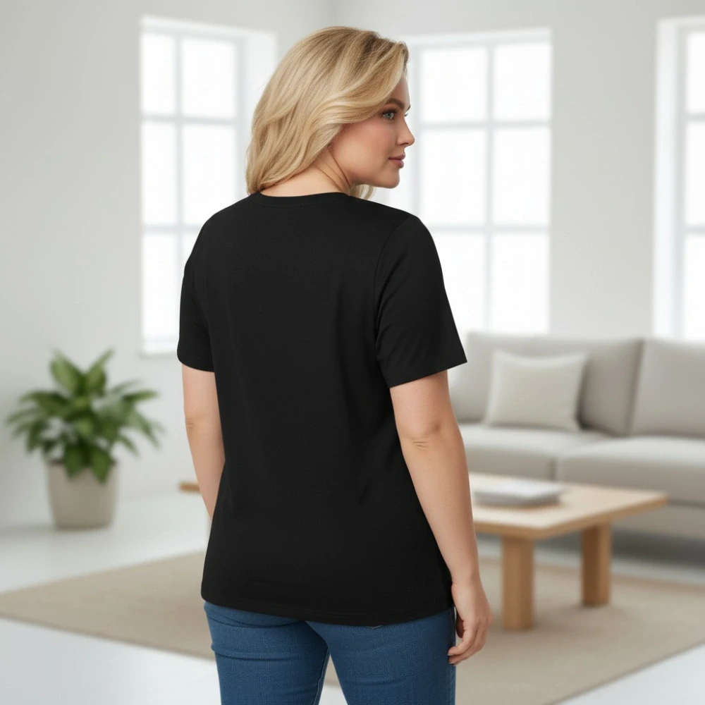 Dámské bavlněné černé triko Benter XL-4XL N2389