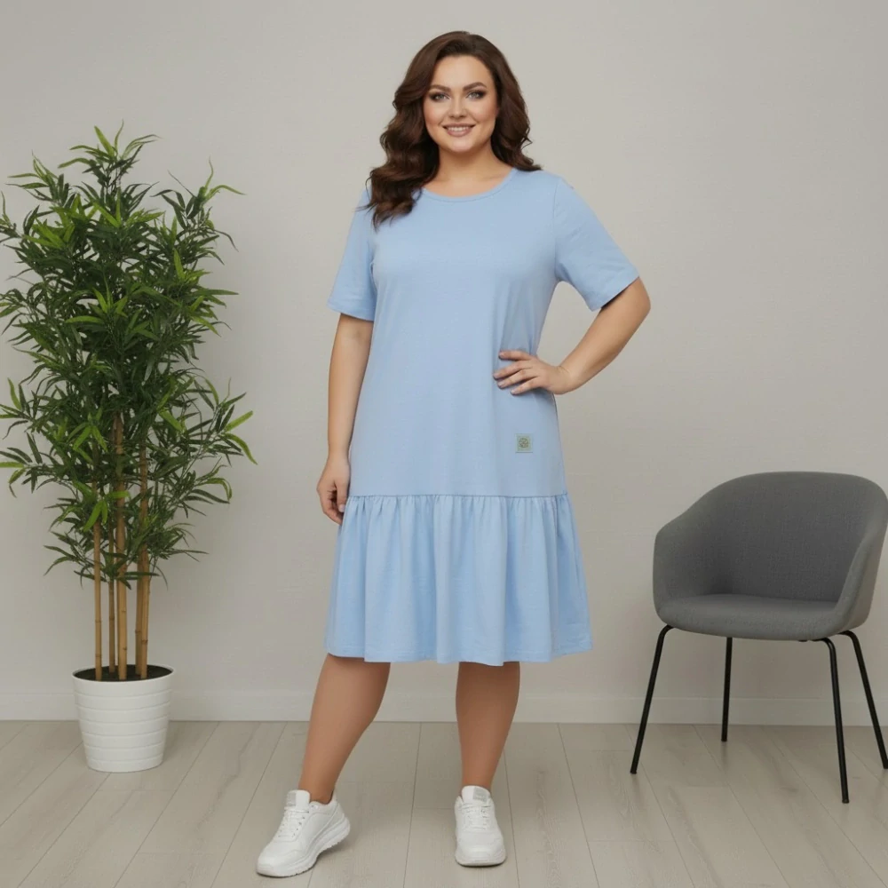 Dámské bavlněné šaty Sill světle modré L661