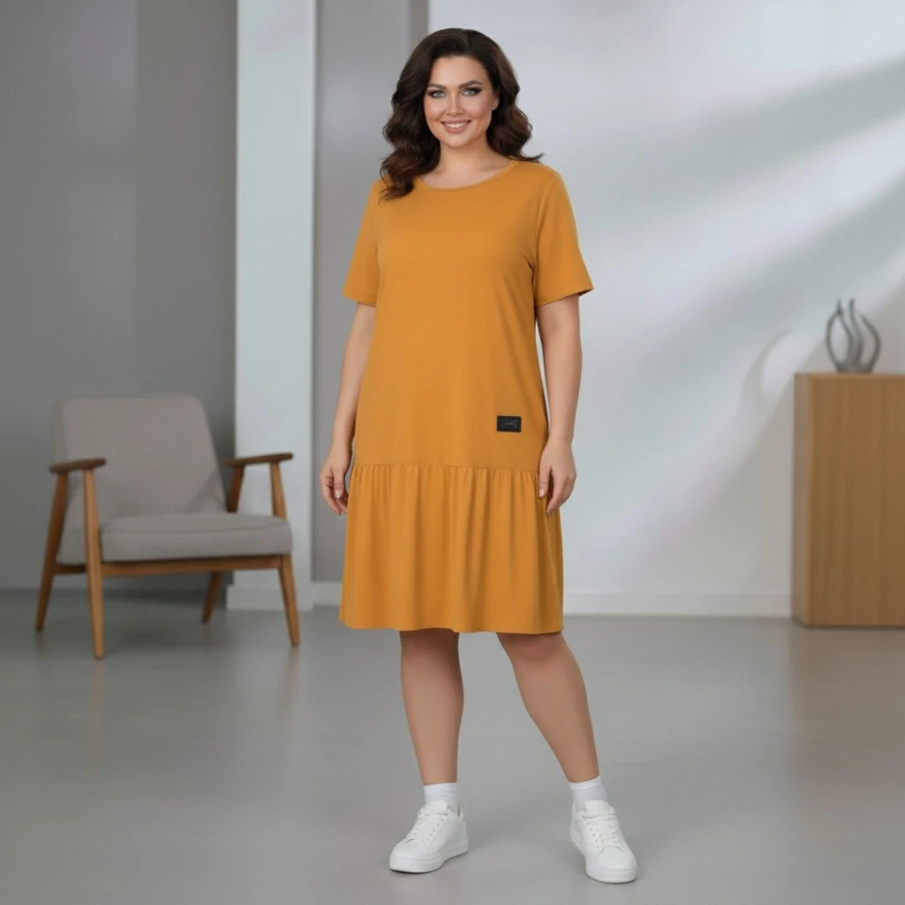 Dámské bavlněné šaty Sill okrové L651