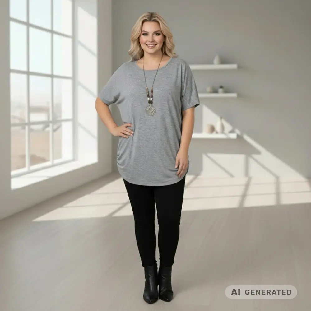 Dámské šedé triko oversize velikost XL - XXXL N2350
