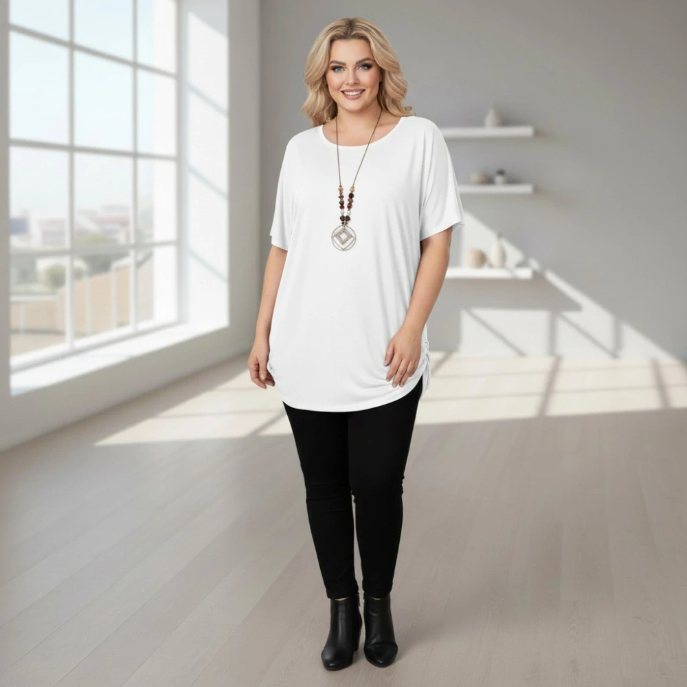 Dámské bílé triko oversize velikost XL - XXXL N2348