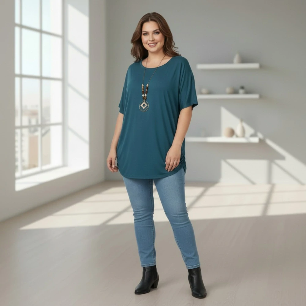 Dámské petrol triko oversize velikost XL - XXXL N2345