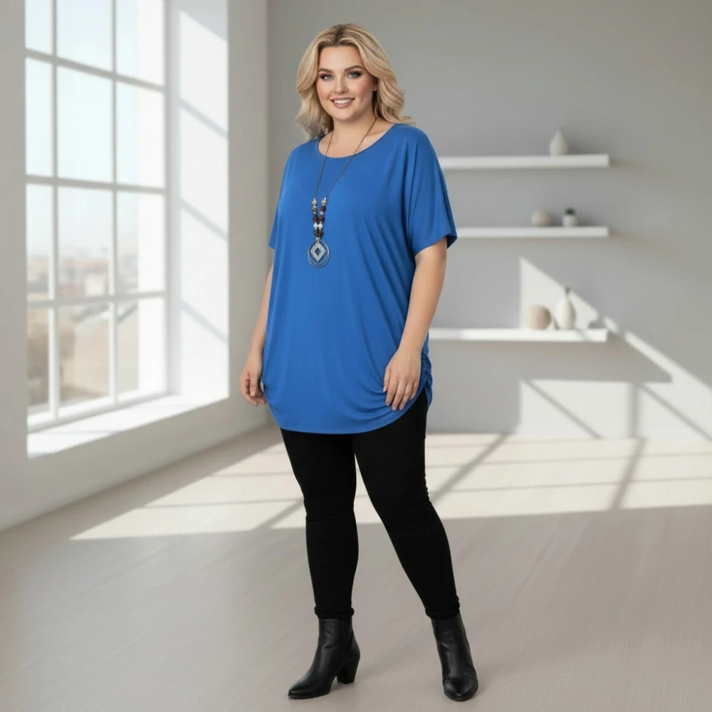 Dámské modré triko oversize velikost XL - XXXL N2344