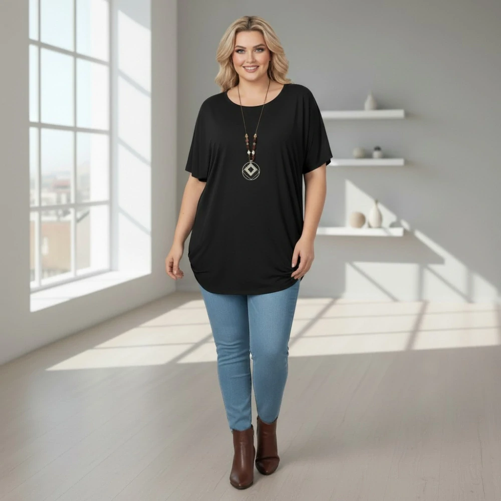 Dámské černé triko oversize velikost XL - XXXL N2343