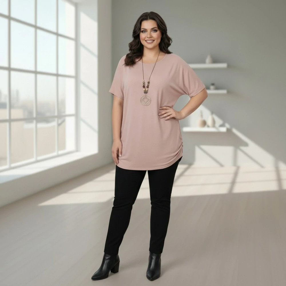 Dámské lososové triko oversize velikost XL - XXXL N2342