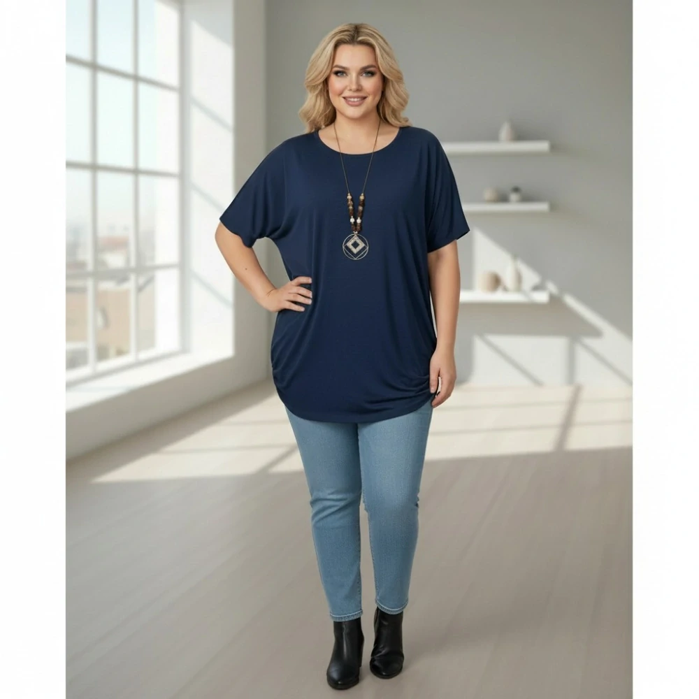 Dámské tmavě modré triko oversize velikost XL - XXXL N2341