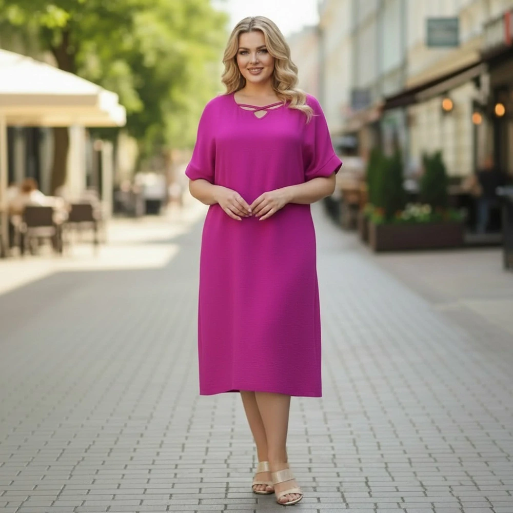 Letní magenta šaty Nina L641