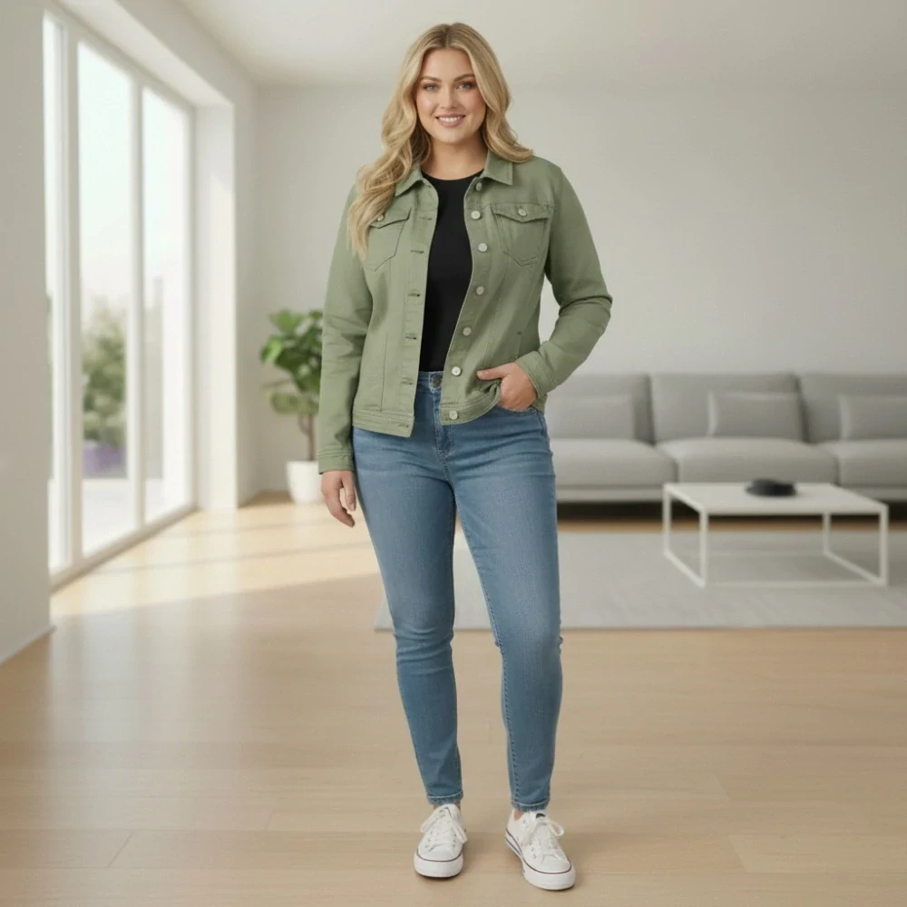 Džínová dámská bunda zelená Moongirl 