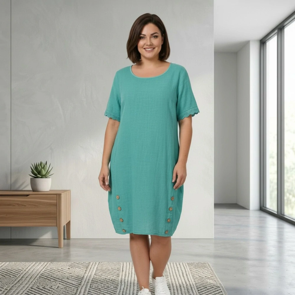 Dámské letní šaty Link moda tyrkysové L624