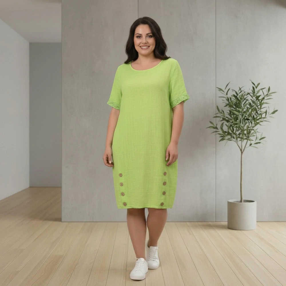 Dámské letní šaty Link moda žlutozelené L621
