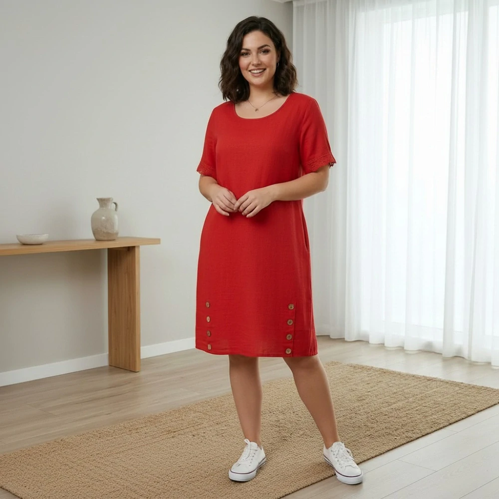 Dámské letní šaty Link moda červené L620