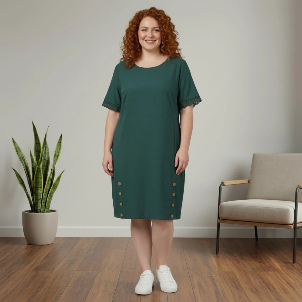 Dámské letní šaty Link moda tmavě zelené L619