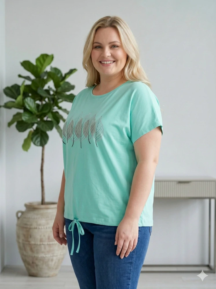 Dámské bavlněné tyrkysové triko Lyn L-3XL L5993