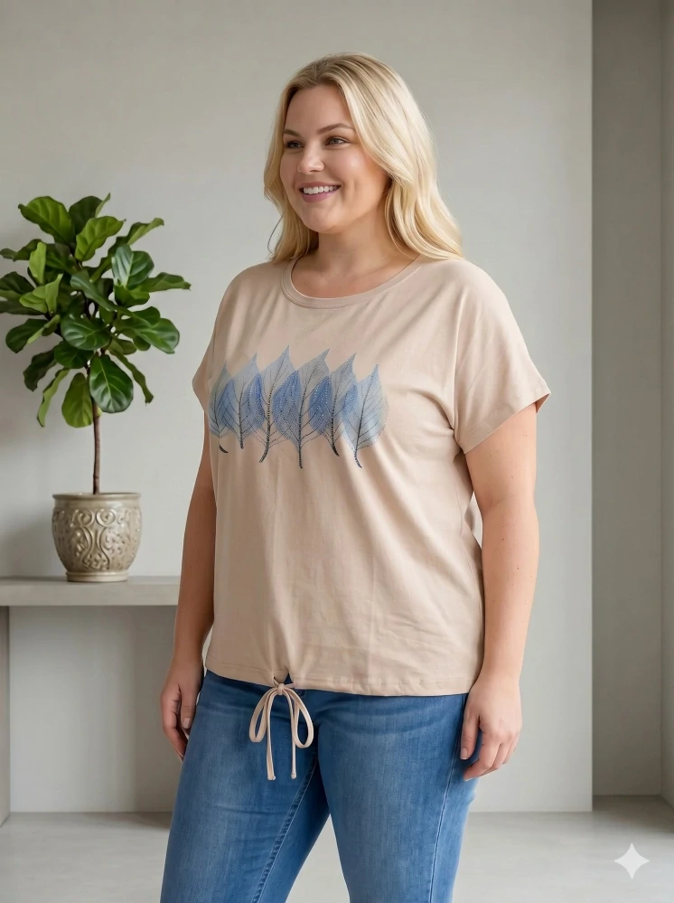 Dámské bavlněné béžové triko Lyn L-3XL L5992