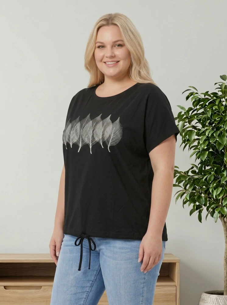 Dámské bavlněné černé triko Lyn L-3XL L5991