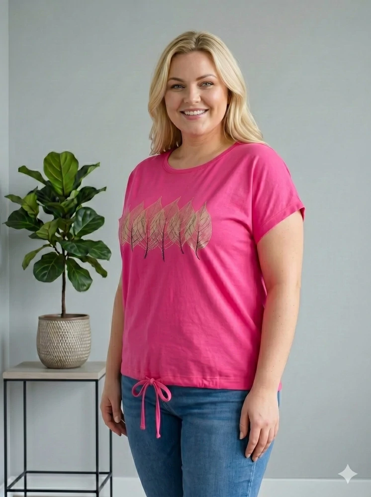 Dámské bavlněné růžové triko Lyn L-3XL L5988