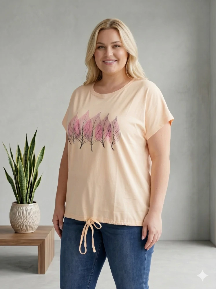 Dámské bavlněné světlá meruňka triko Lyn L-3XL L5987