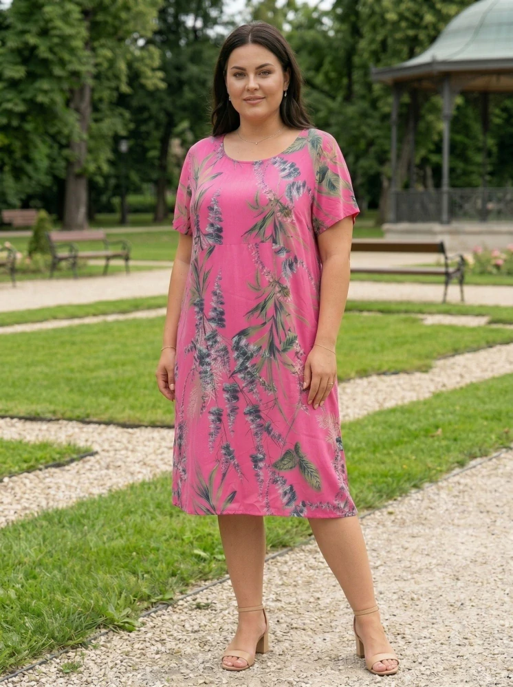 Dámské letní dlouhé šaty S&F růžové L526
