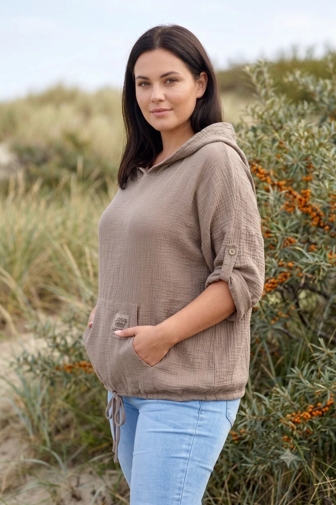 Mušelínová tunika hnědá italska móda uni velikost L-XXL L1606