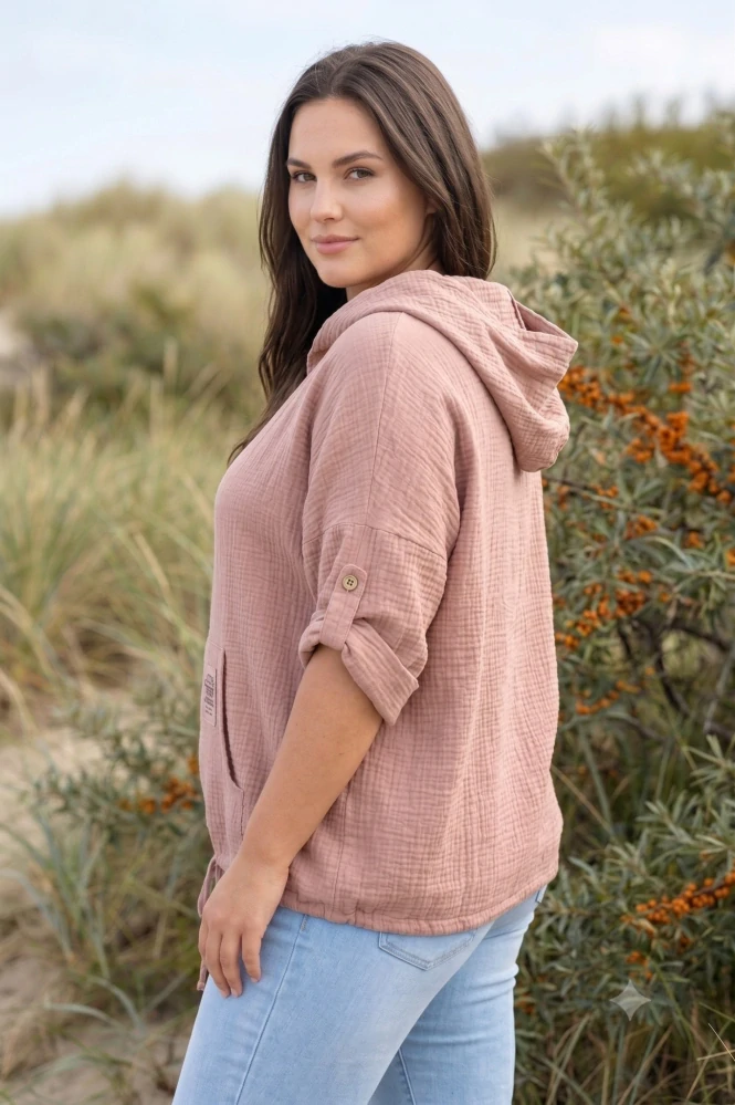 Mušelínová tunika růžovo hnědá italska móda uni velikost L-XXL L1608