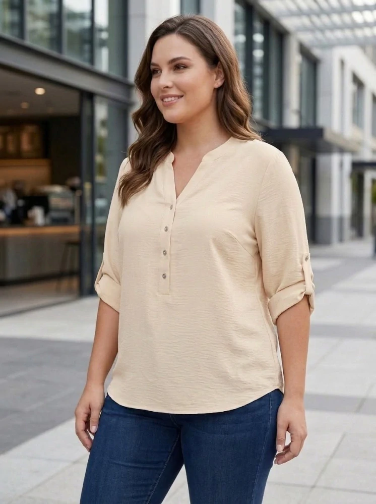 Béžová dámská halenka XL-4XL M2975