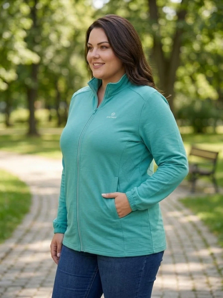 Dámská slabší mint mikina Benter 23284 XL-4XL K858