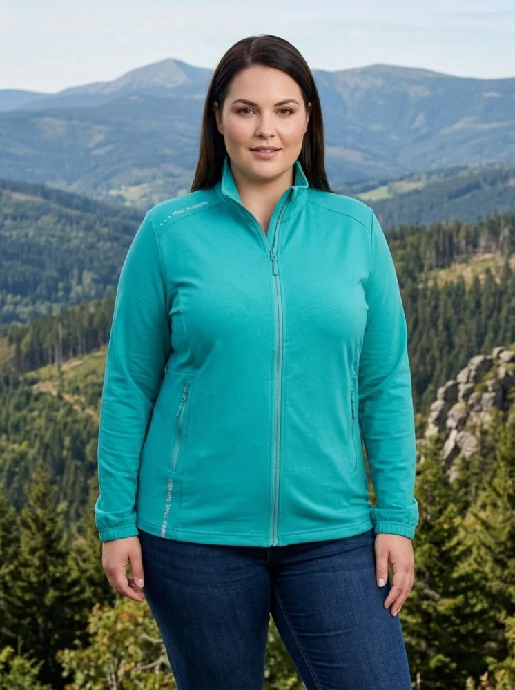 Dámská nadměrná slabší tyrkysová mikina Benter 23281 3XL-6XL K856
