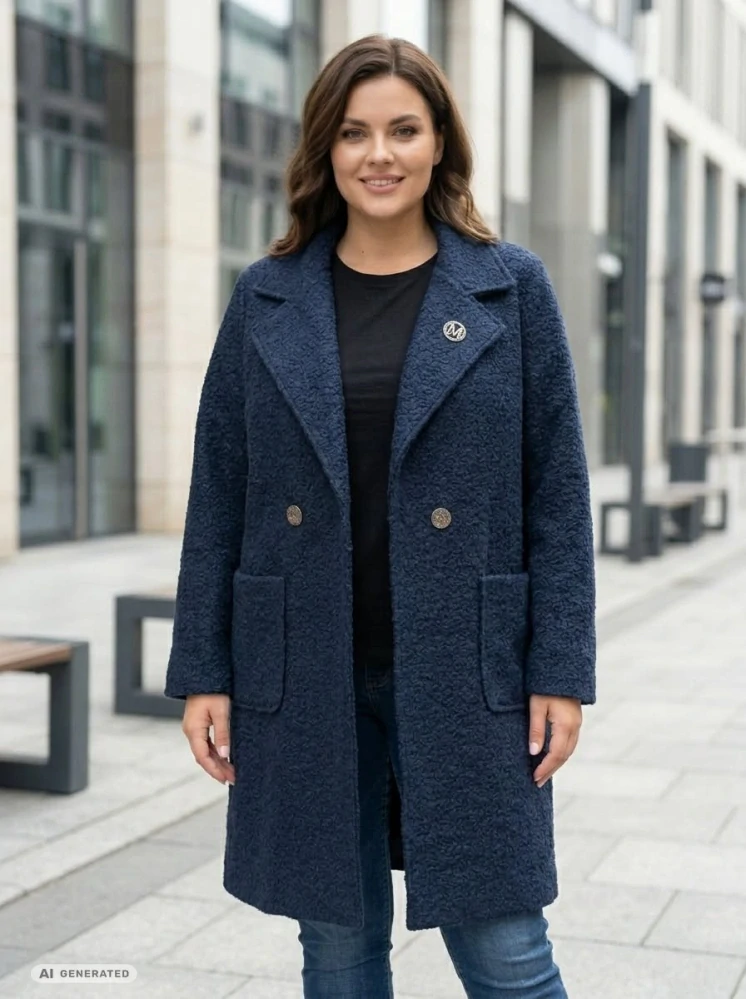 Dámský podzimní tmavě modrý kabát Týna uni L-XXL-743