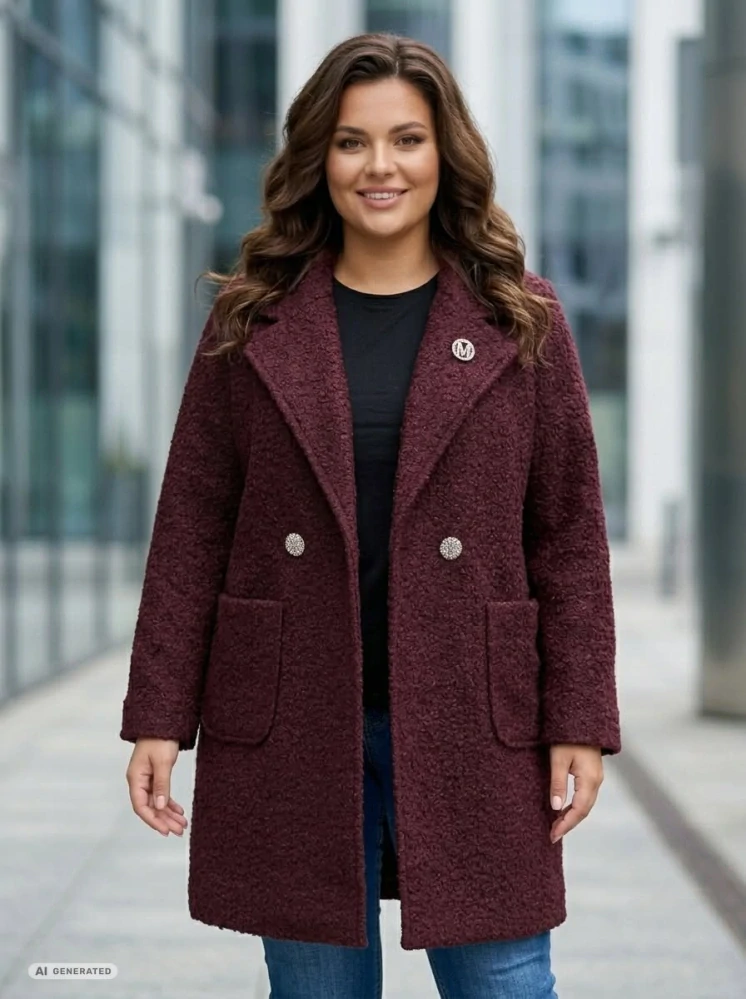 Dámský podzimní vínový kabát Týna uni L-XXL-736
